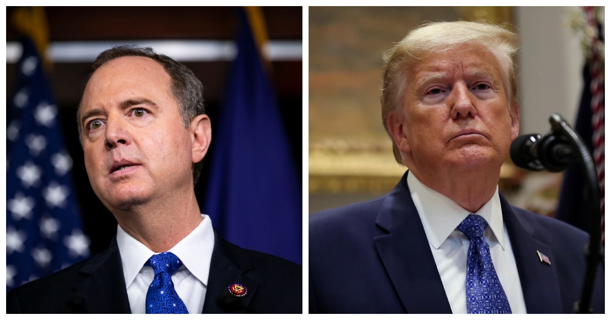 ডেমোক্র্যাটিক নেতা ও সিনেটর অ্যাডাম শিফ( বাঁ থেকে) ও প্রেসিডেন্ট ডনাল্ড ট্রাম্প। ছবি: রয়টার্স